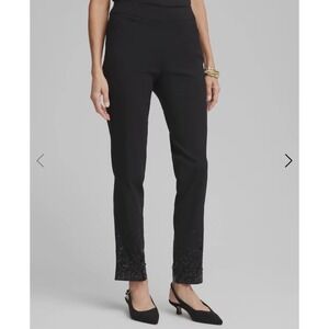 Chico's Brigitte Sequined Ankle Pants Slim Straight Sparkly‎ Festive Size US 16